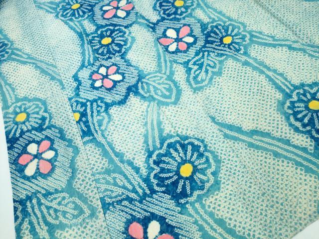 平和屋着物∴夏物 浴衣 有松鳴海絞り 枝葉菊文 綿 逸品 CAAW1190ng