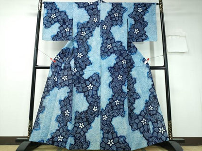 平和屋着物∴夏物 浴衣 有松鳴海絞り 舞花文 綿 逸品 CAAW1191ng