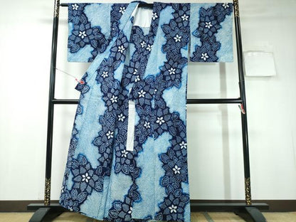 平和屋着物∴夏物 浴衣 有松鳴海絞り 舞花文 綿 逸品 CAAW1191ng