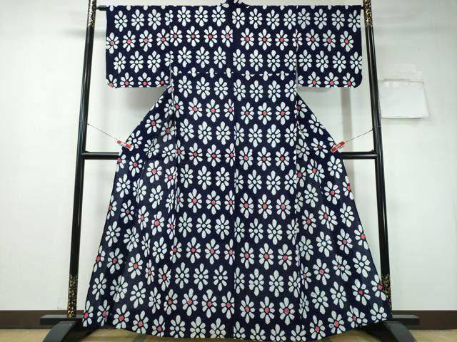 平和屋着物∴夏物 浴衣 有松鳴海絞り 花菱文 綿 逸品 CAAW1194ng
