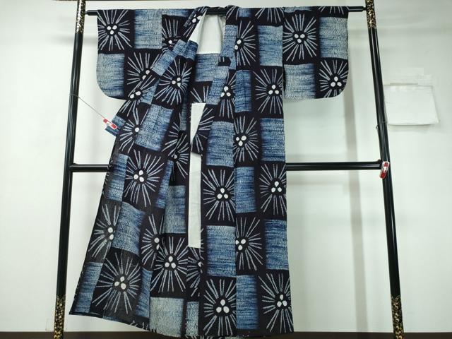 平和屋着物∴夏物 浴衣 有松鳴海絞り 杢目絞り 市松花文 綿 逸品 CAAW1197ng