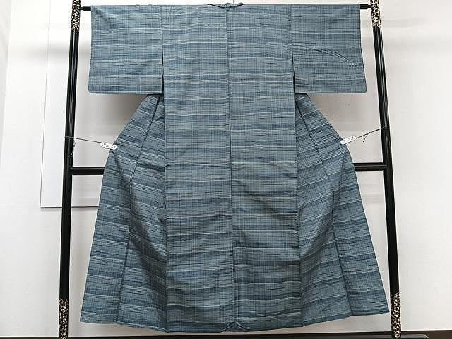 平和屋着物▽上質な紬　単衣　霞文　正絹　逸品　CAAW1218xi