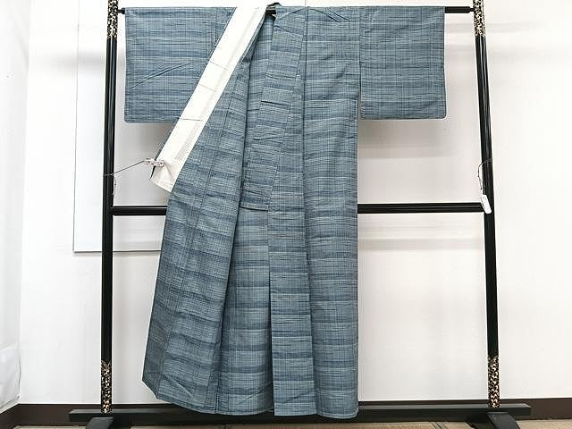 平和屋着物▽上質な紬　単衣　霞文　正絹　逸品　CAAW1218xi