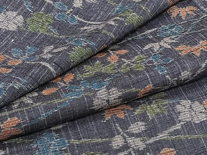 平和屋着物▽上質な紬 単衣 草花文 正絹 逸品 CAAW1220xi
