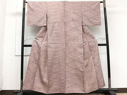 平和屋着物▽上質な紬 単衣 格子柄 正絹 逸品 CAAW1222xi