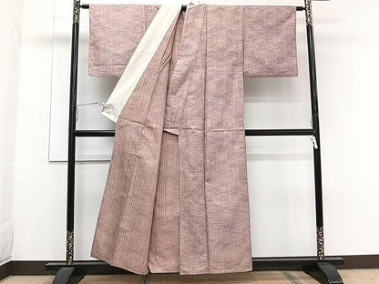平和屋着物▽上質な紬 単衣 格子柄 正絹 逸品 CAAW1222xi