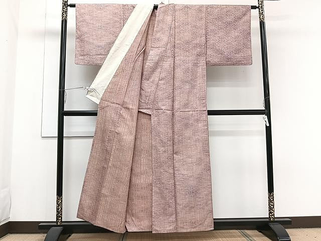 平和屋着物▽上質な紬 単衣 格子柄 正絹 逸品 CAAW1222xi