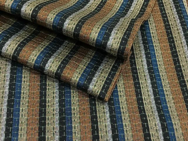 平和屋着物▽上質な紬 単衣 縞 正絹 逸品 CAAW1223xi
