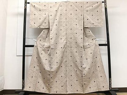 平和屋着物▽上質な紬 単衣 松皮菱文 正絹 逸品 未使用 CAAW1226xi