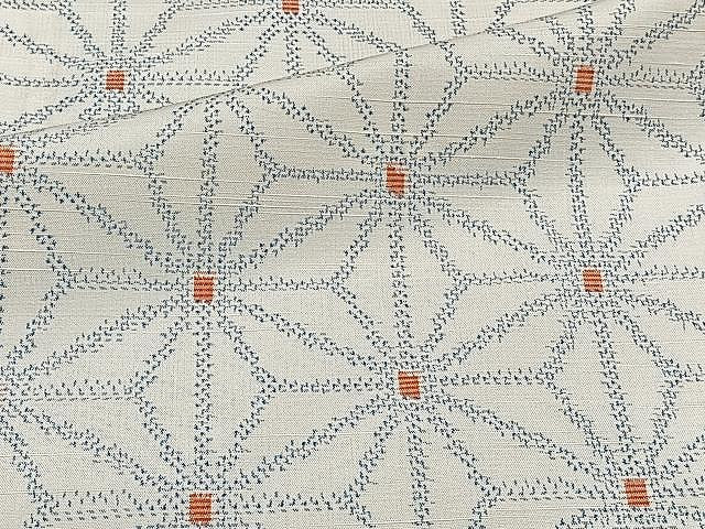 平和屋着物▽上質な紬 単衣 麻の葉文様 正絹 逸品 CAAW1227xi