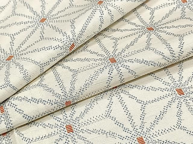 平和屋着物▽上質な紬 単衣 麻の葉文様 正絹 逸品 CAAW1227xi