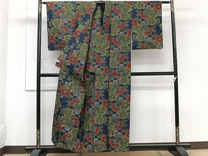 平和屋着物▽上質な紬 単衣 舞花文 正絹 逸品 未使用 CAAW1228xi
