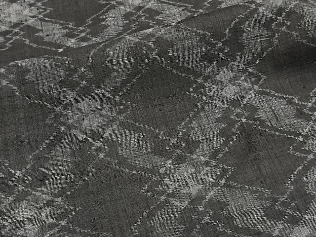平和屋着物▽上質な紬 単衣 松皮菱文 黒地 正絹 逸品 CAAW1229xi