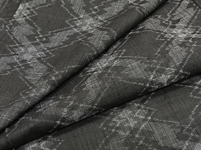 平和屋着物▽上質な紬 単衣 松皮菱文 黒地 正絹 逸品 CAAW1229xi