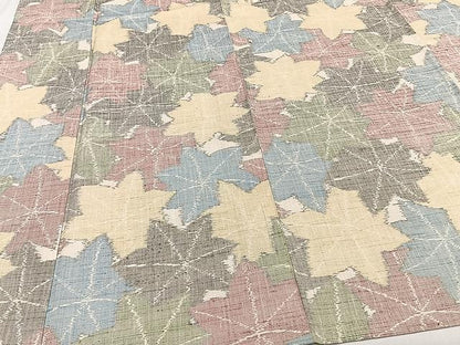 平和屋着物▽上質な紬 単衣 楓文 正絹 逸品 CAAW1231xi