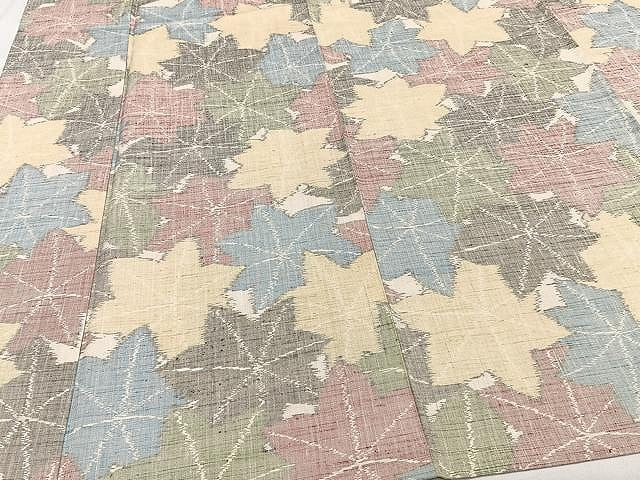 平和屋着物▽上質な紬 単衣 楓文 正絹 逸品 CAAW1231xi