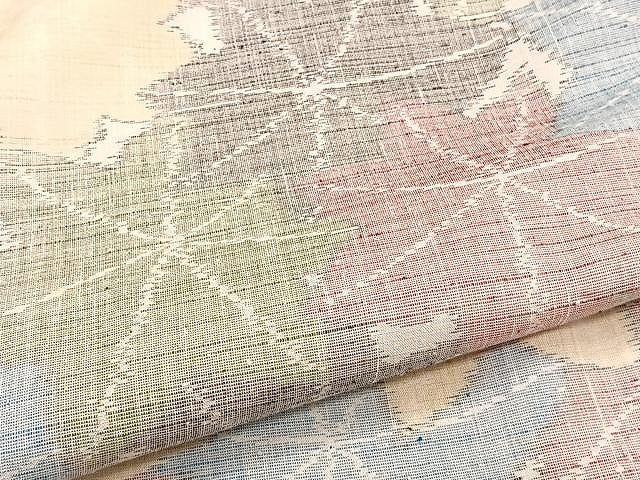 平和屋着物▽上質な紬 単衣 楓文 正絹 逸品 CAAW1231xi