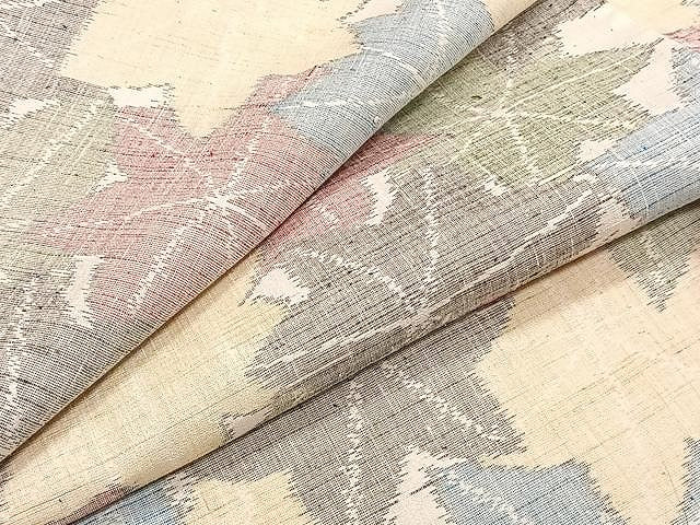 平和屋着物▽上質な紬 単衣 楓文 正絹 逸品 CAAW1231xi