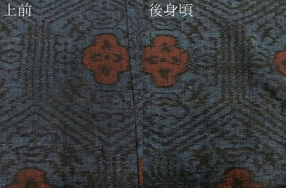 平和屋着物▽結城紬 単衣 結城縮 亀甲花文 正絹 逸品 CAAW1232xi
