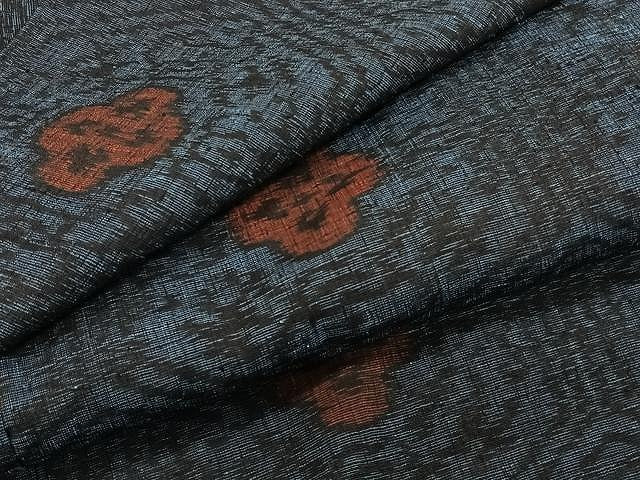 平和屋着物▽結城紬 単衣 結城縮 亀甲花文 正絹 逸品 CAAW1232xi