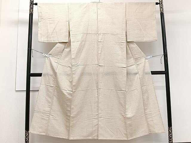 平和屋着物▽上質な紬 単衣 幾何学文 正絹 逸品 CAAW1233xi
