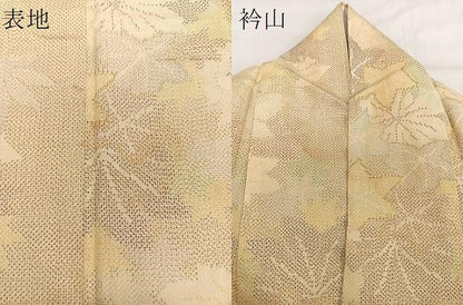 平和屋着物▽本場大島紬 単衣 薩摩結城 葉尽くし 正絹 逸品 CAAW1235xi