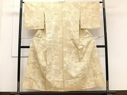 平和屋着物▽本場大島紬 単衣 薩摩結城 葉尽くし 正絹 逸品 CAAW1235xi