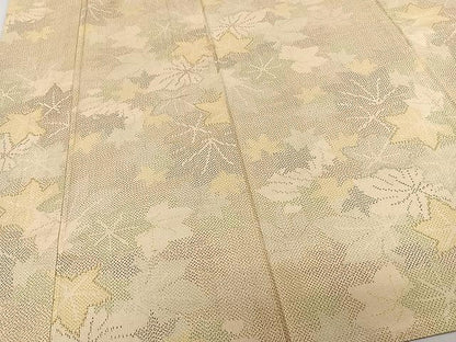 平和屋着物▽本場大島紬 単衣 薩摩結城 葉尽くし 正絹 逸品 CAAW1235xi