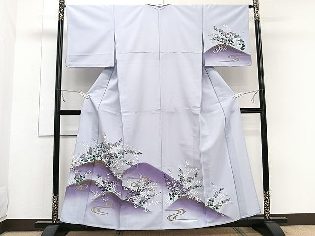 平和屋着物▽訪問着 単衣 草花文 金彩 洗える着物 CAAW1237xi