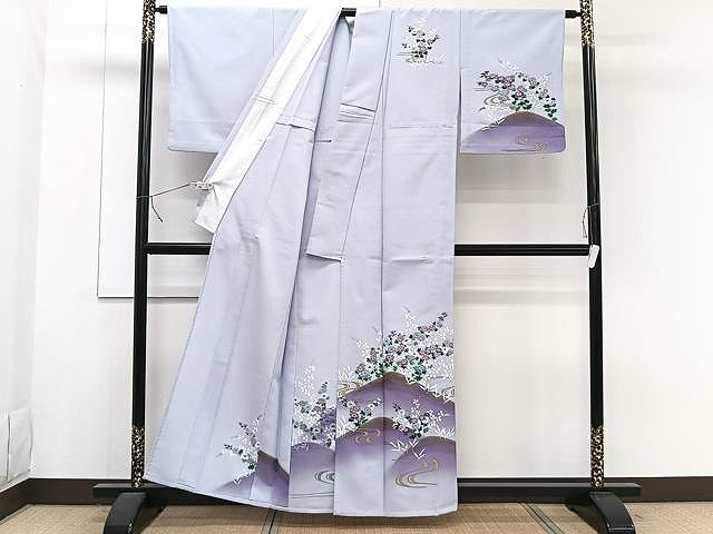 平和屋着物▽訪問着 単衣 草花文 金彩 洗える着物 CAAW1237xi