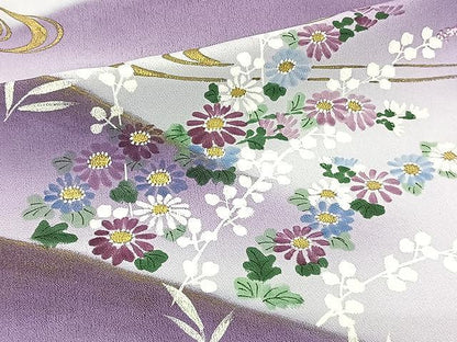 平和屋着物▽訪問着 単衣 草花文 金彩 洗える着物 CAAW1237xi