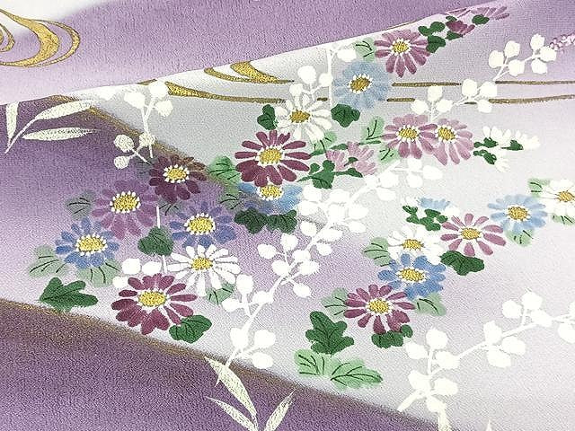 平和屋着物▽訪問着 単衣 草花文 金彩 洗える着物 CAAW1237xi