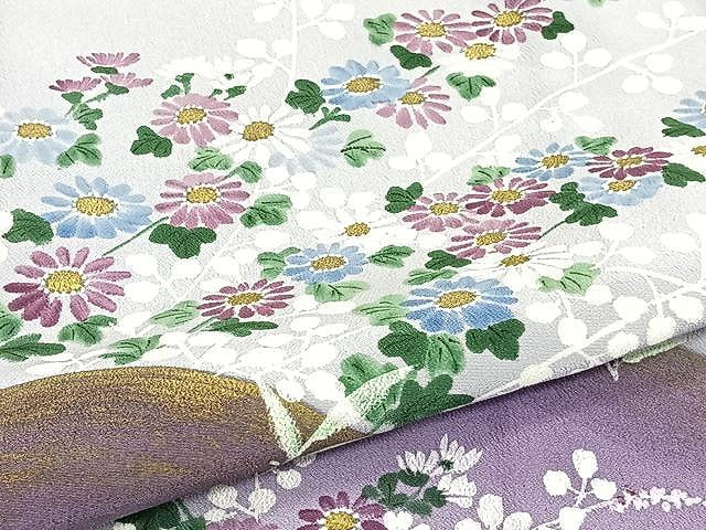 平和屋着物▽訪問着 単衣 草花文 金彩 洗える着物 CAAW1237xi