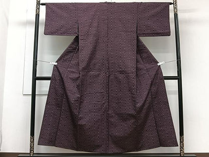 平和屋着物▽上質な紬 単衣 格子 正絹 逸品 CAAW1242xi