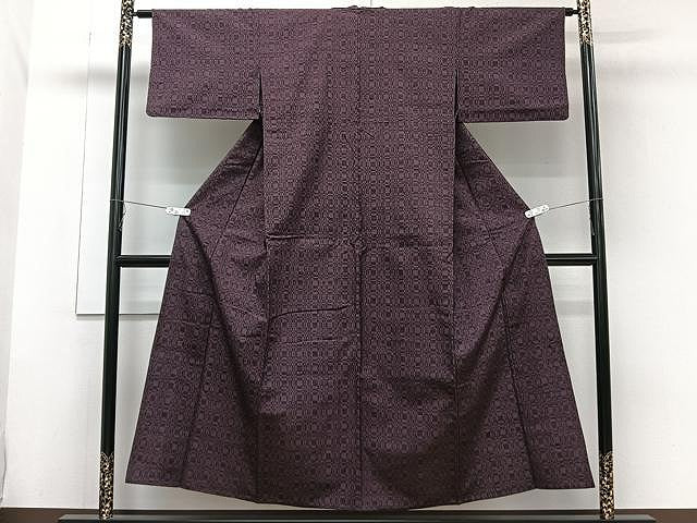 平和屋着物▽上質な紬 単衣 格子 正絹 逸品 CAAW1242xi