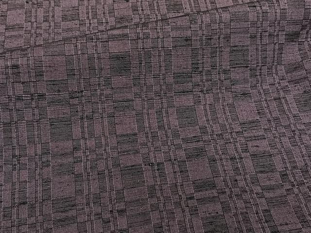 平和屋着物▽上質な紬 単衣 格子 正絹 逸品 CAAW1242xi