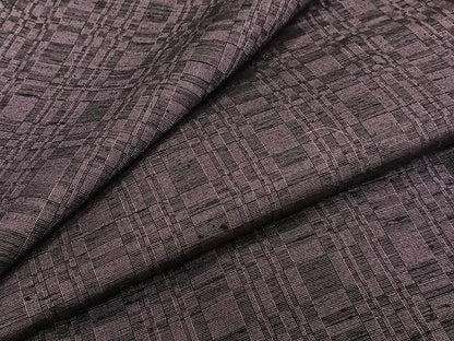 平和屋着物▽上質な紬 単衣 格子 正絹 逸品 CAAW1242xi