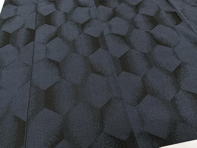 平和屋着物▽本塩沢 単衣 110亀甲 亀甲文 正絹 逸品 CAAW1244xi
