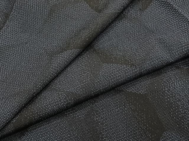 平和屋着物▽本塩沢 単衣 110亀甲 亀甲文 正絹 逸品 CAAW1244xi