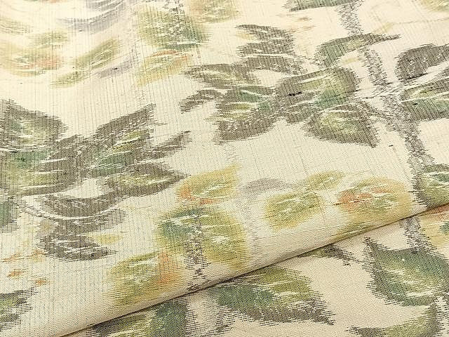平和屋着物▽上質な紬 単衣 枝葉文 正絹 逸品 CAAW1245xi