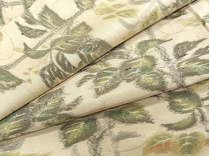 平和屋着物▽上質な紬 単衣 枝葉文 正絹 逸品 CAAW1245xi