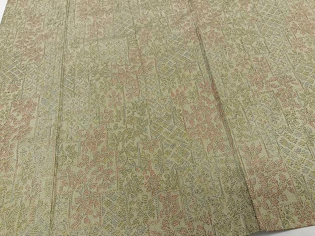 平和屋着物▽上質な紬　単衣　草花文　正絹　逸品　CAAW1246xi