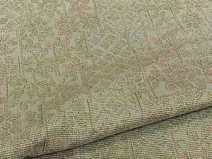 平和屋着物▽上質な紬　単衣　草花文　正絹　逸品　CAAW1246xi