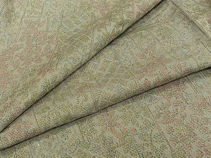 平和屋着物▽上質な紬　単衣　草花文　正絹　逸品　CAAW1246xi