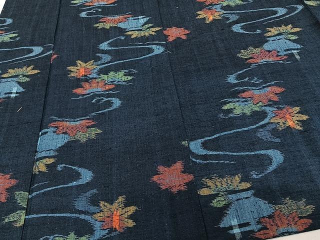 平和屋着物▽上質な紬　単衣　竜田川　正絹　逸品　CAAW1247xi