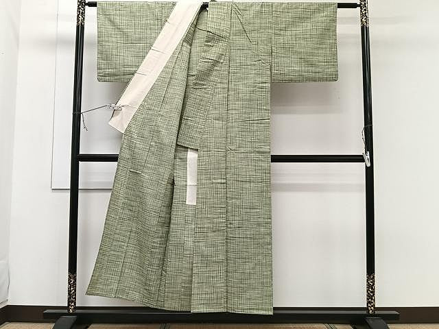 平和屋着物▽上質な紬 単衣 霞文 正絹 逸品 CAAW1248xi