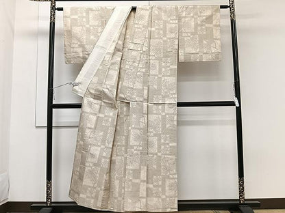 平和屋着物▽本場大島紬 白大島 単衣 色紙花文 正絹 逸品 CAAW1250xi
