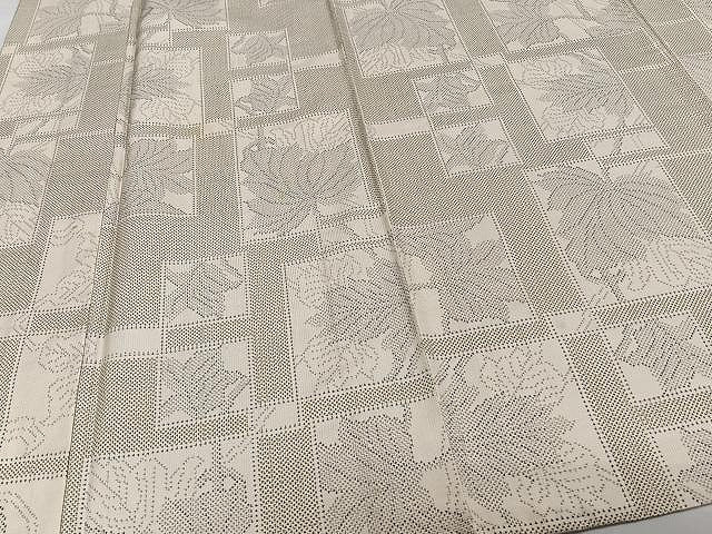 平和屋着物▽本場大島紬 白大島 単衣 色紙花文 正絹 逸品 CAAW1250xi