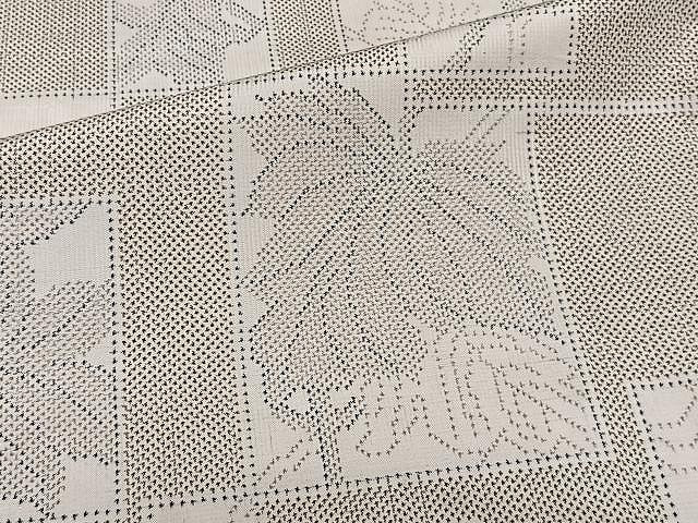 平和屋着物▽本場大島紬 白大島 単衣 色紙花文 正絹 逸品 CAAW1250xi