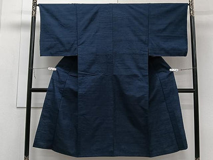 平和屋着物▽男性 紬 単衣 濃藍色 正絹 逸品 CAAW1252xi